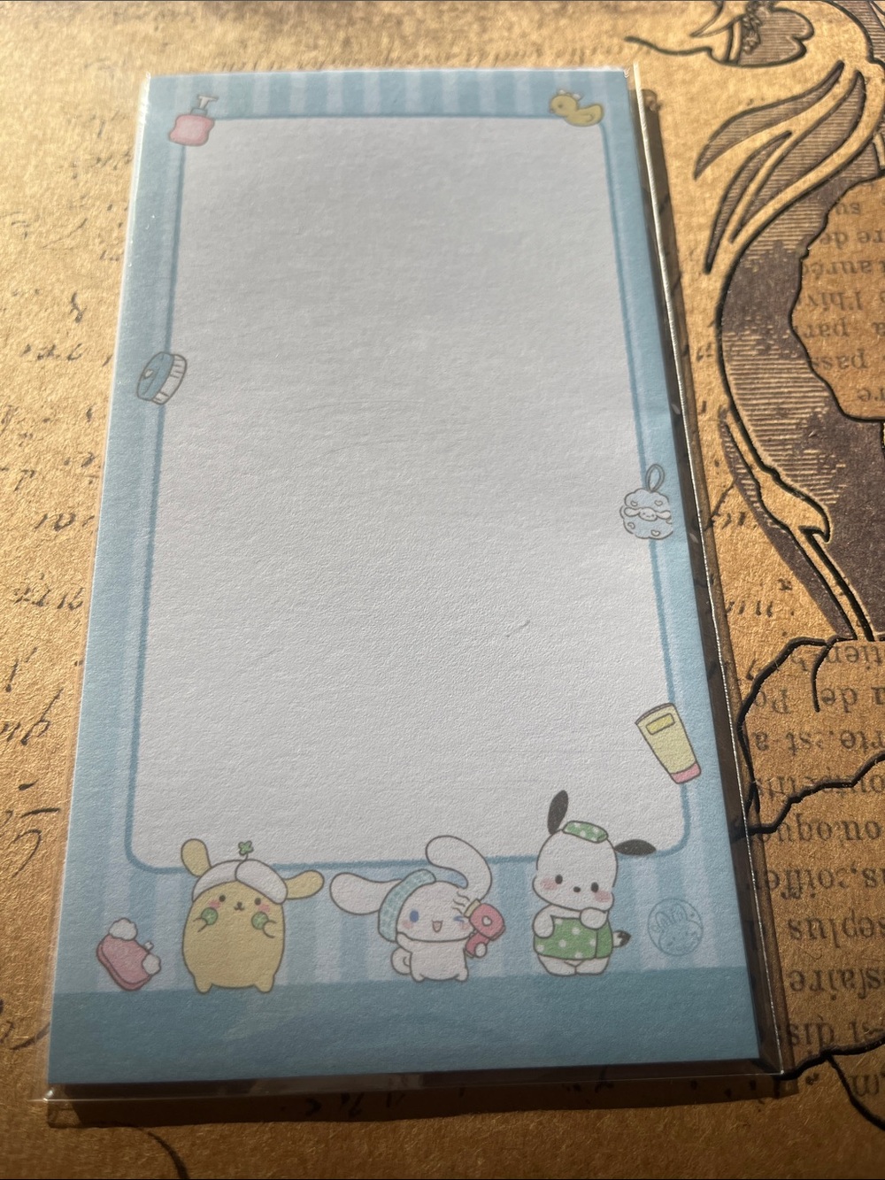 Sanrio Blue Cartoon Character Notepad - Puppy, Bunny  15 sheets of 3x6 paper